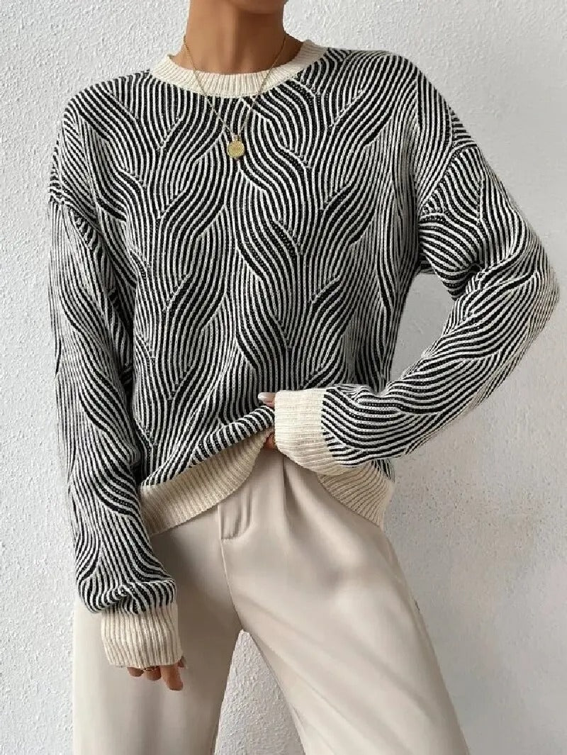 R&B | Entspannter Pullover mit abstraktem Muster