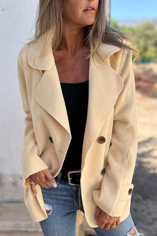 R&B | Farbe Revers Langarm Knopf Freizeitjacke