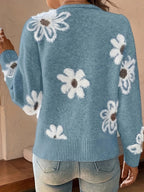 R&B | Weiche Strickjacke mit Blumenmuster Acryl Wärme und Stil