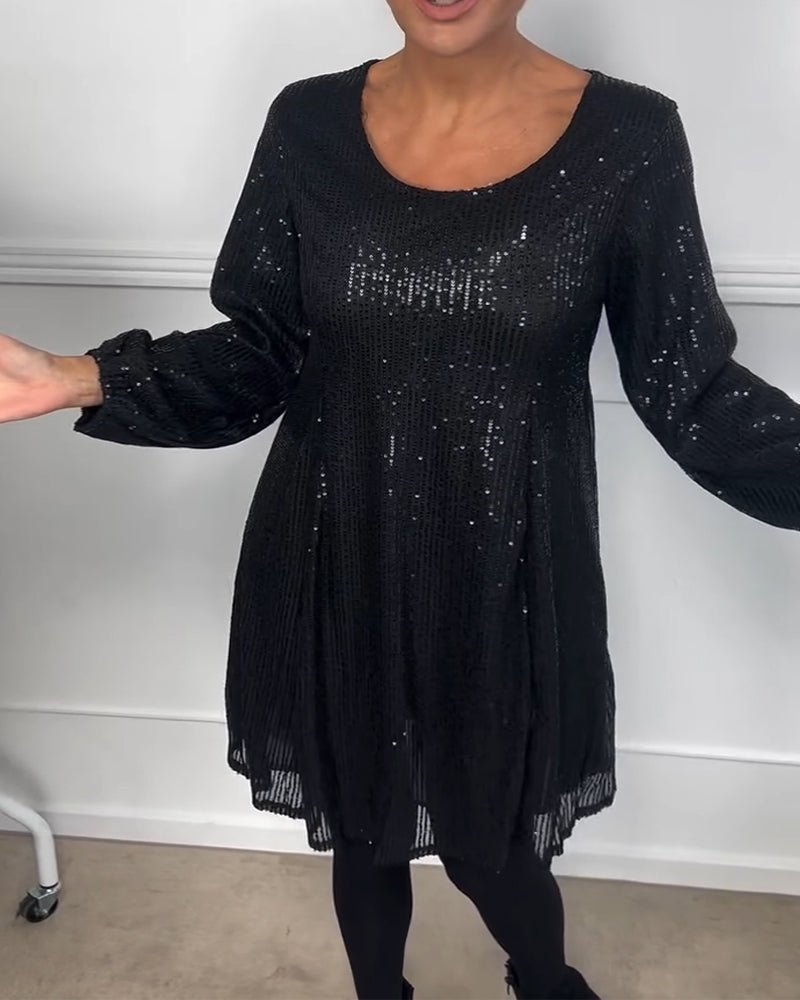 R&B | Elegante Laterne Ärmel Pailletten A-Linie