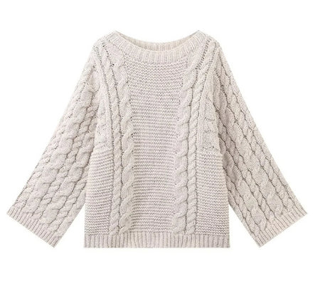 R&B | Grobstrick übergroßer Pullover mit hohem Kragen