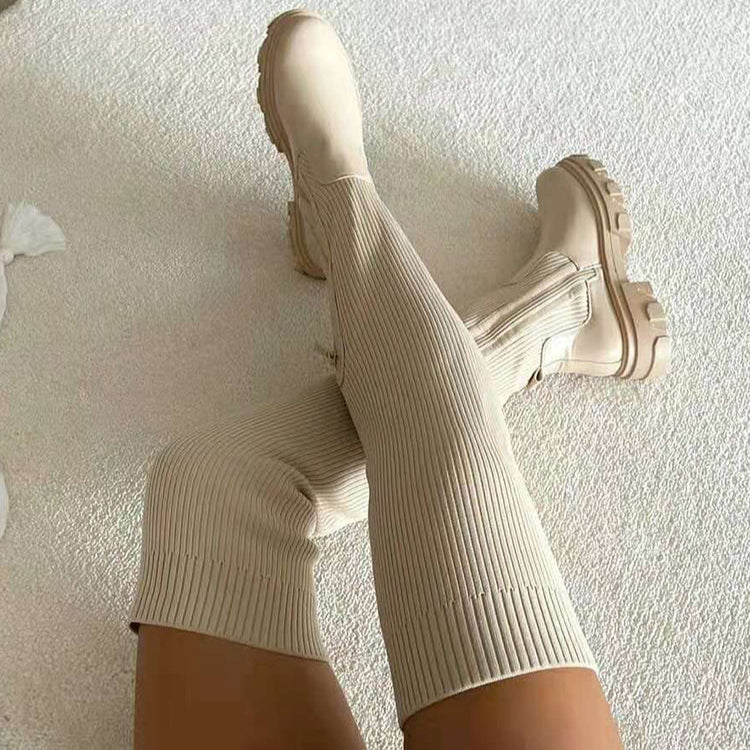 R&B | Stilvolle Damen Knielange Stiefel mit Reißverschluss