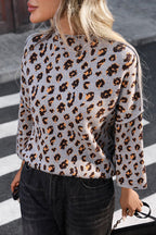 R&B | Strickpullover mit Leopardenmuster und lockerem Rollkragen