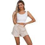 R&B | Shorts aus Baumwolle und Leinen mit Rüschenbesatz und Kordelzug für Damen