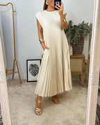 R&B | Elegantes Plissee-Kleid Einfarbig Ärmellos