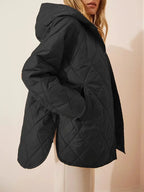 R&B | Puffer schwarze und beige Winterjacke für Damen - warm und oversized