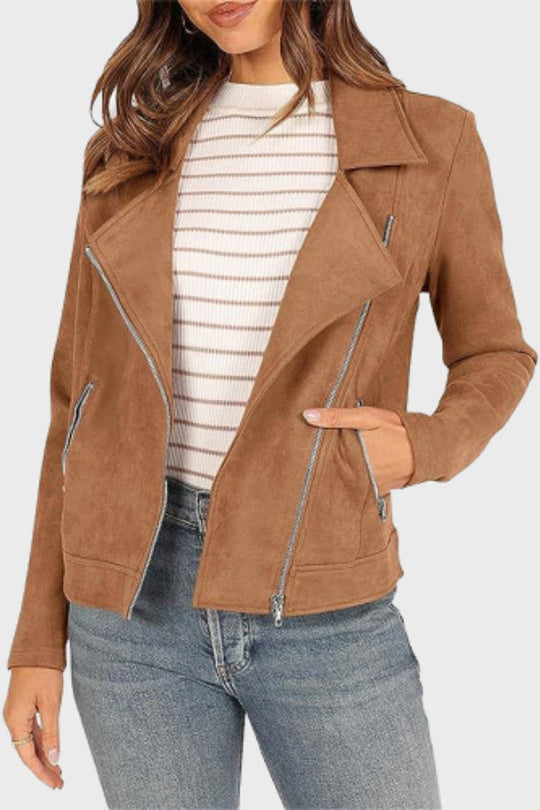 R&B | Wildleder Cropped Bikerjacke