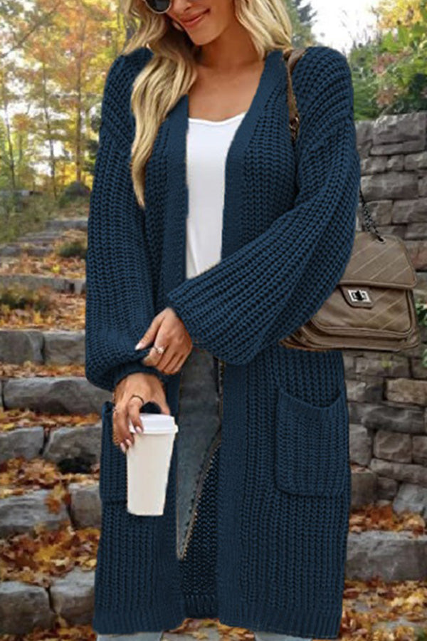 R&B | Länge Locker Oversized Doppelte Tasche Cardigan Sweater Jacke