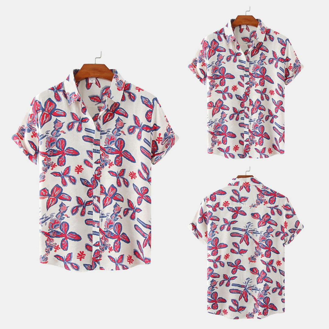 R&B | Floral kurzärmeliges Blumenhemd Männer
