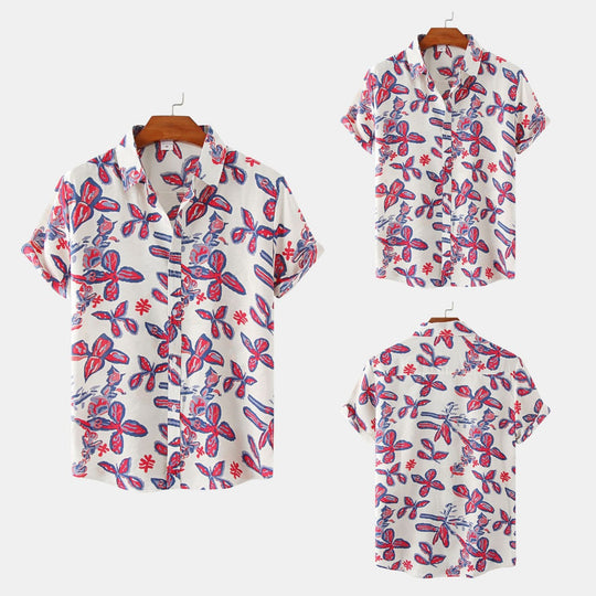 R&B | Floral kurzärmeliges Blumenhemd Männer