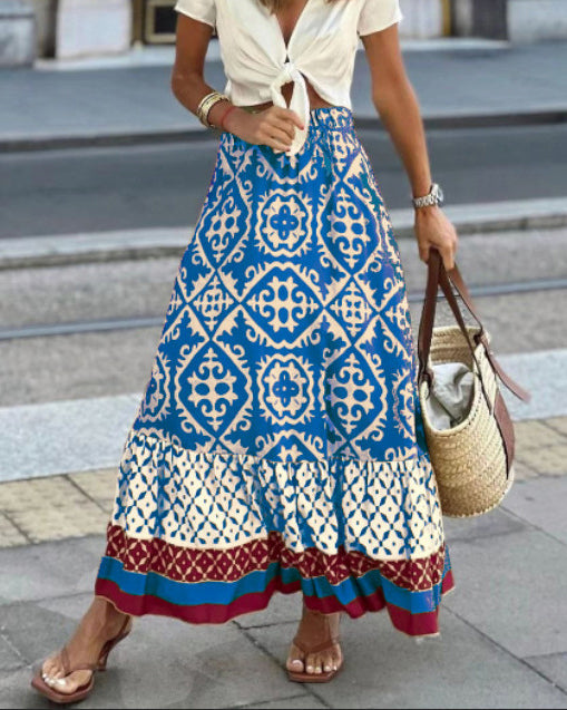 R&B | Boho Lange Rock mit Print