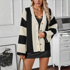 R&B | Gestreifter Strick Strickjacke