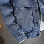 R&B | Langärmelig Kapuze Denim Jacke mit Schaltflächen