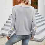 R&B | Strickjacke mit Zartem Blumenmuster Design