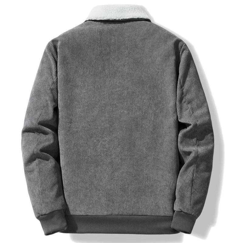 R&B | Herren fleecegefütterte gerippte Winterjacke mit hohem Kragen