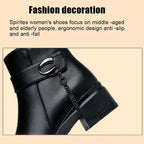 R&B | Damen Echtes Leder Metall Schnalle Samt Stiefel