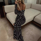 R&B | Ein-Wort-Schulterkleid aus Gaze mit Tupfen