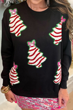 R&B | Casual Weihnachtsbaum Pailletten O-Hals Sweats