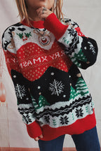 R&B | Weihnachtsmuster Gestrickter Rundhalsausschnitt Langarmpullover