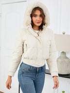 R&B | Kuschelige Gepolsterten Winterjacke mit Pelzkapuze und Taschen