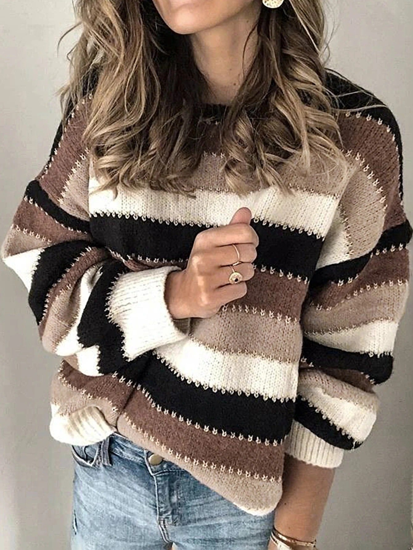 R&B | Gestreifter Strickpullover