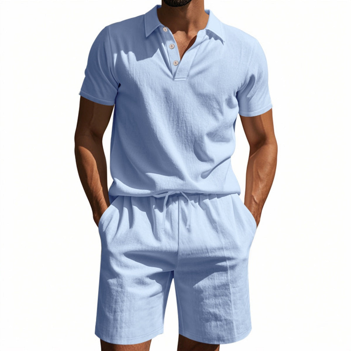 R&B | Kurzärmliges Poloshirt und Shorts Strandanzug