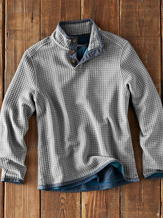 R&B | Strukturiertes Waffelshirt mit Knopfdetails Baumwollmischung Warm und Robust
