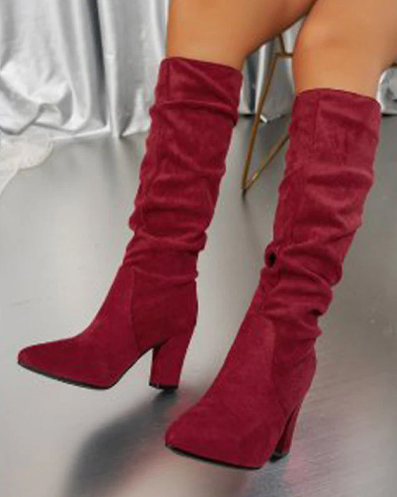 R&B | Stylische Damen Stiefel mit Hohen Absätzen In Uni Farbe