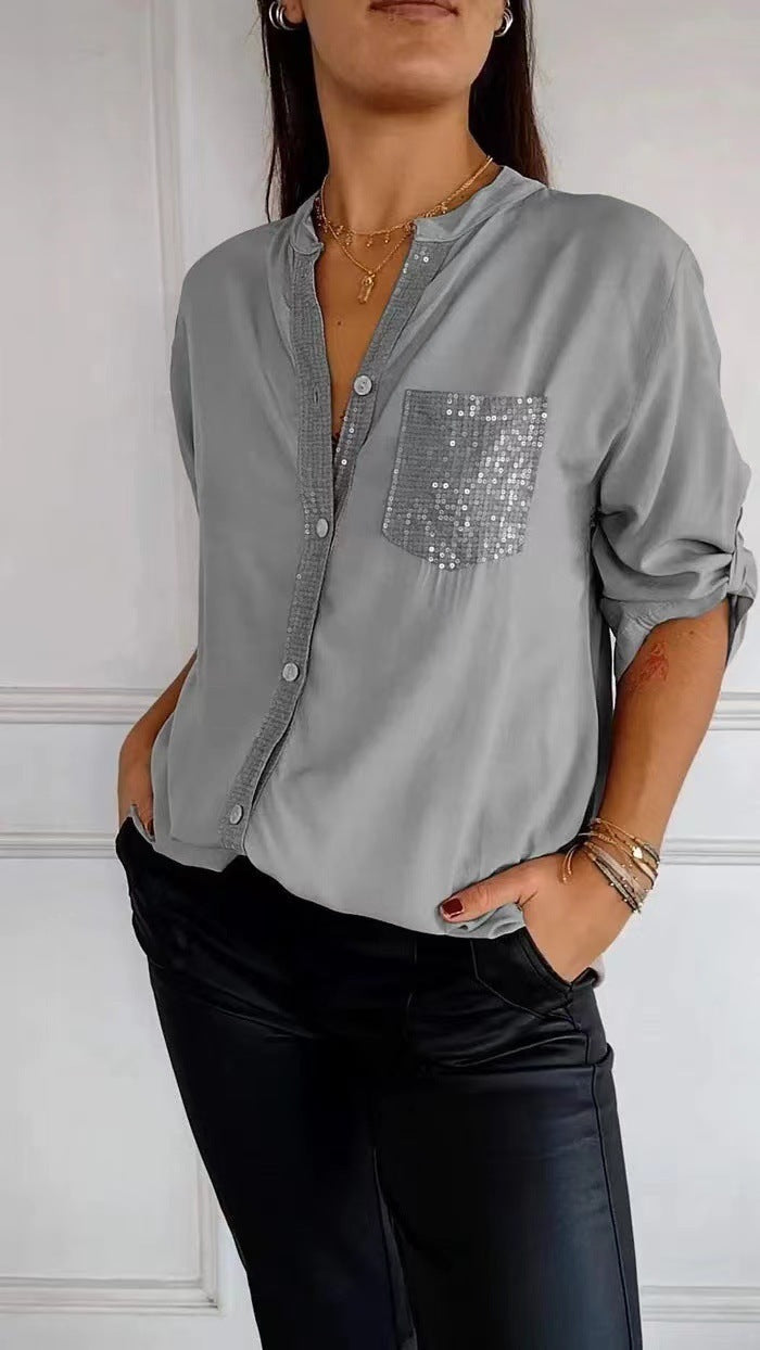 R&B | Glitzerbluse Mit Paillettentasche