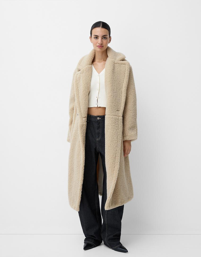 R&B | Langer Damen-Teddy-Mantel Warme