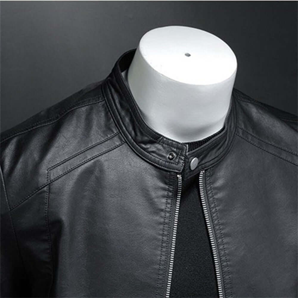 R&B | Klassischer Stil Kunstleder Bikerjacke für Männer