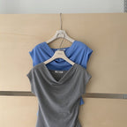 Damen Kurzarm T-Shirt mit Raffungen Slim Fit