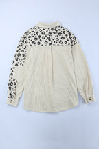 R&B | Double Take Leopard Print Pocketed Cord-Jacke