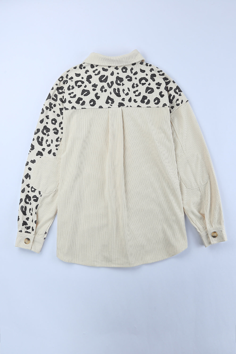 R&B | Double Take Leopard Print Pocketed Cord-Jacke