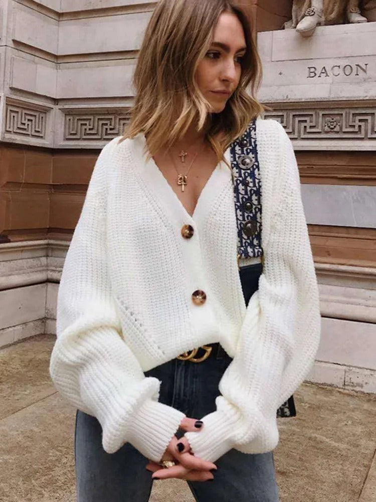 R&B | Strickjacke mit Puffärmeln