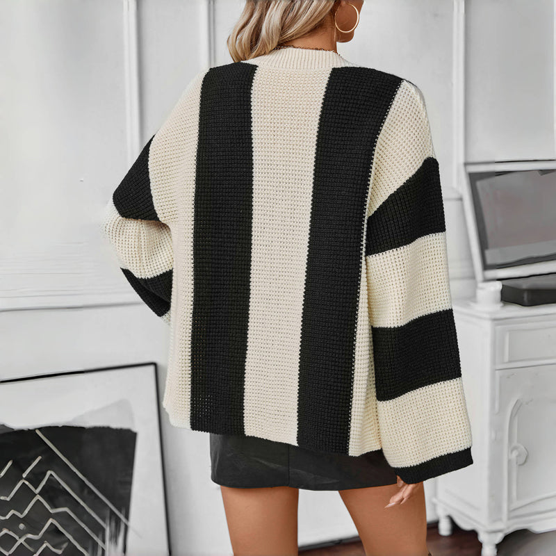 R&B | Gestreifter Strick Strickjacke
