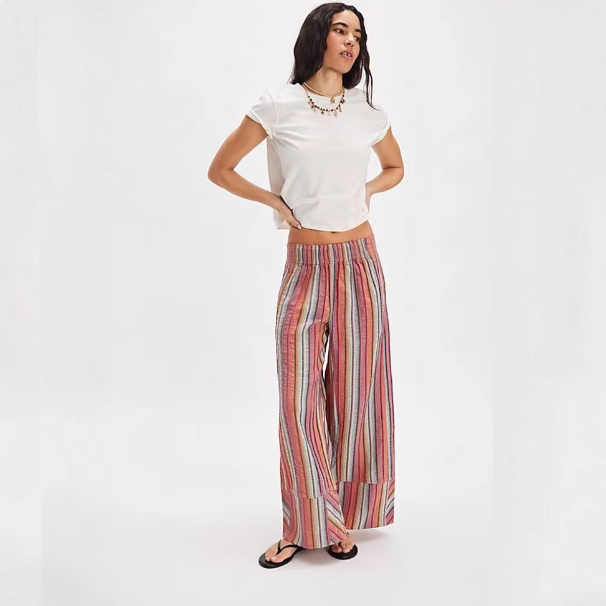 R&B | Gestreifte Hose mit weitem Bein