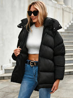R&B | Kurze Steppjacke mit Kapuze und Stehkragen für Damen Ideal Bei Kaltem Wetter