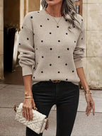R&B | langärmliger poker-dot-pullover