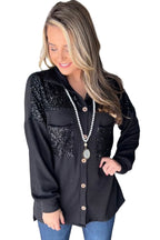 R&B | Gerippte Blusenjacke mit Pailletten-details Polyester-mischung Festlich und Trendy