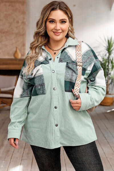 R&B | Plus Size Karos Shacket Jacke für Damen