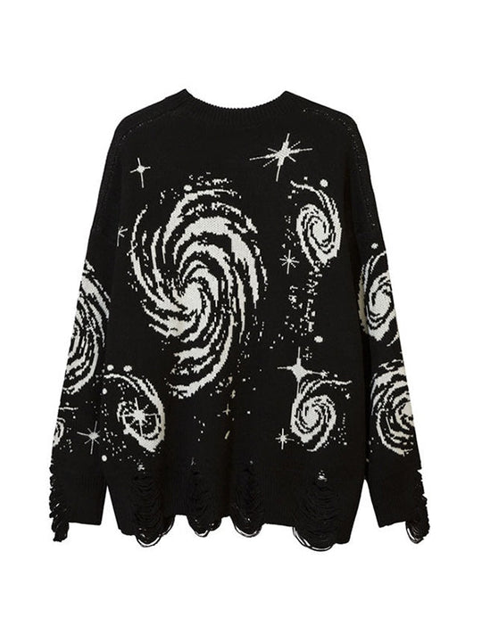 R&B | Farbe Vintage Druck Zerrissene Sweatshirt