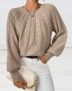 R&B | Eleganter Pullover - Beiger Pfeil-Stil Strickpullover