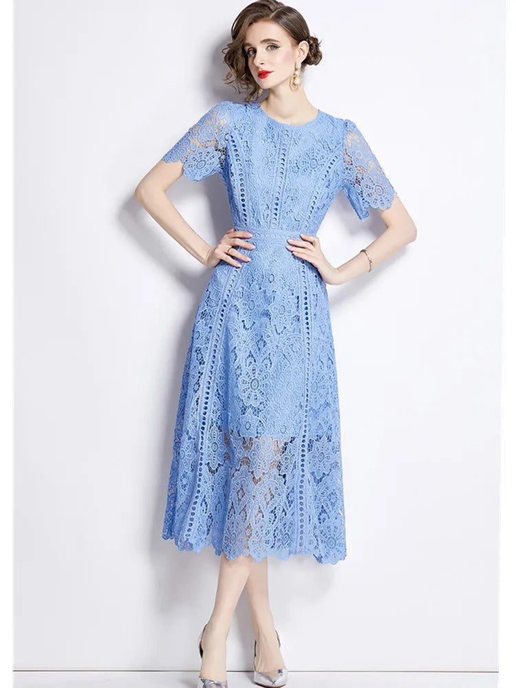 R&B | Elegantes Spitzenkleid Midi-Länge