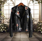 R&B | Damen Blumen PU Lederjacke