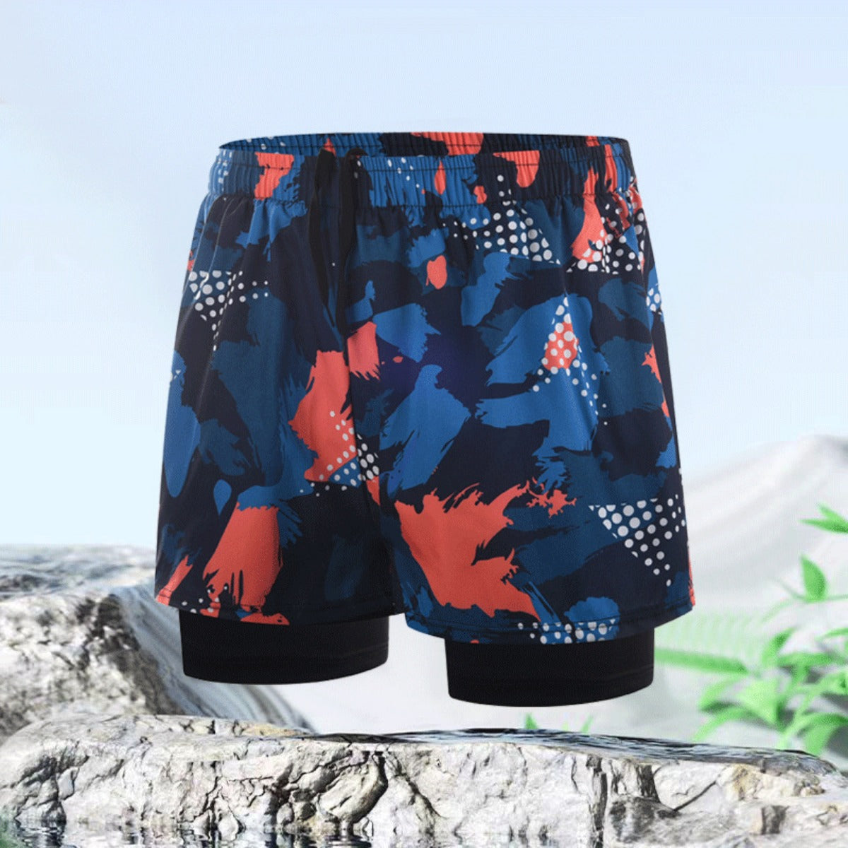 R&B | Doppellagige Herren Sport Fitness Anti-Peinlichkeit Strandhose