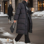 R&B | Schwarze Knielange Lockere Daunenjacke