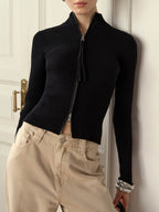 R&B | Kuscheliges Rippstrick Sweatshirt mit Hohem Reißverschlussdetail