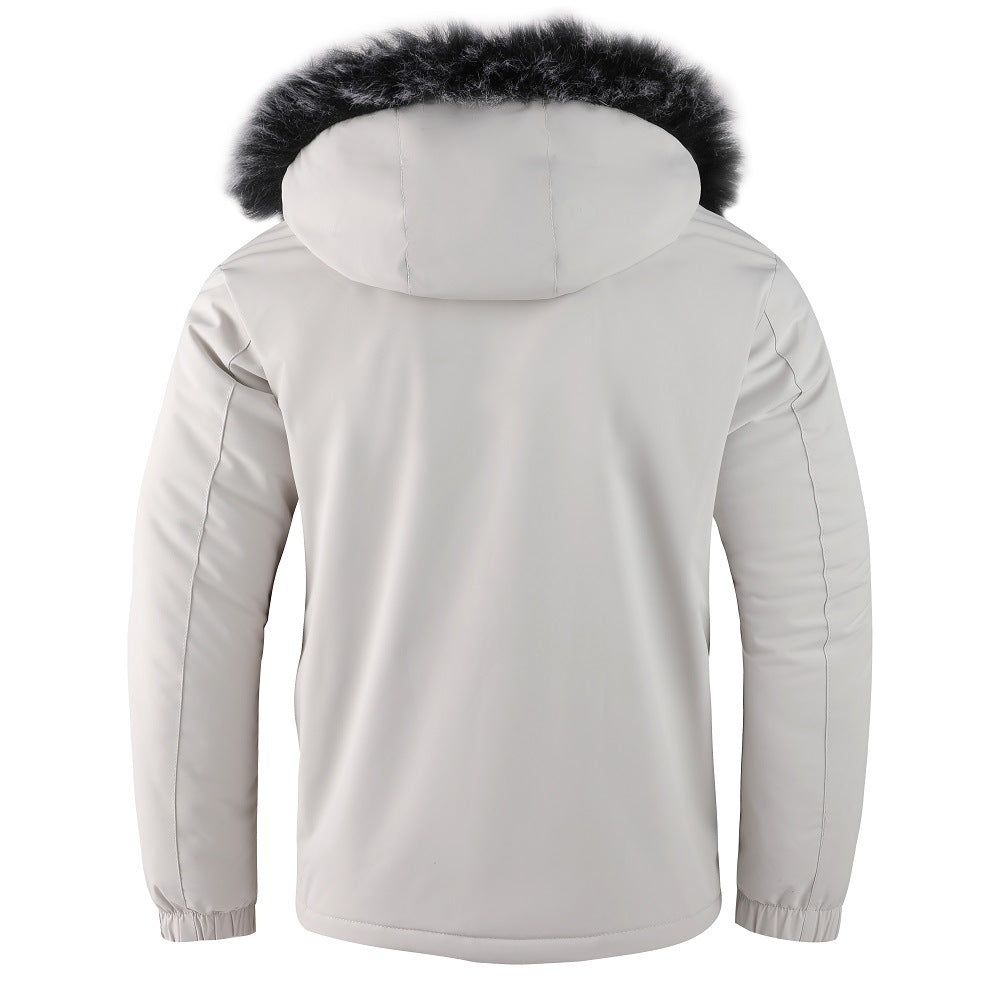 R&B | Herrenjacke mit Abnehmbarer, Pelzgefütterter Kapuze