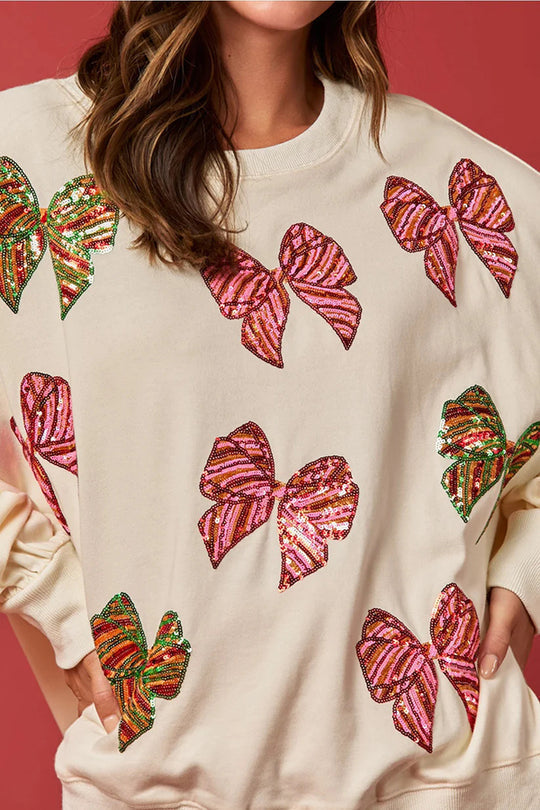 R&B | Weihnachtsbogen Pailletten Lockere Freizeit Langarm Sweatshirt